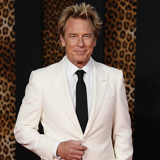 Blonde Man in White Suit Portrait