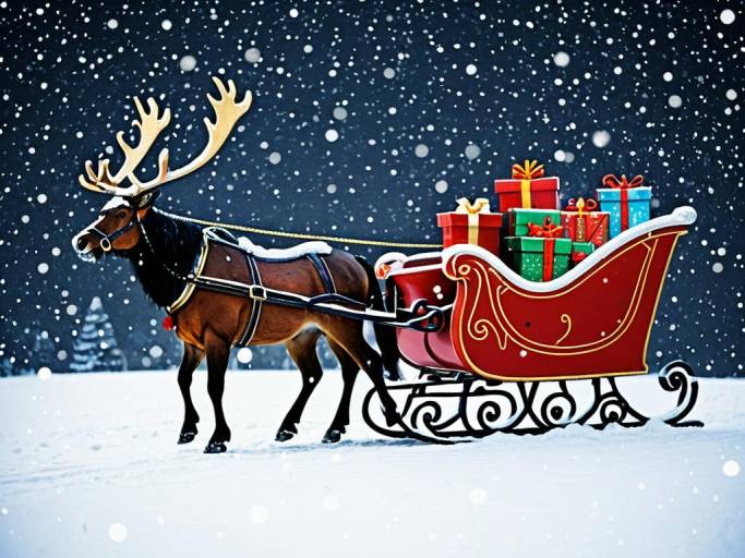 Festive Christmas Sleigh Wallpaper Design