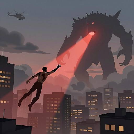 Epic Dusk Cityscape Battle Scene