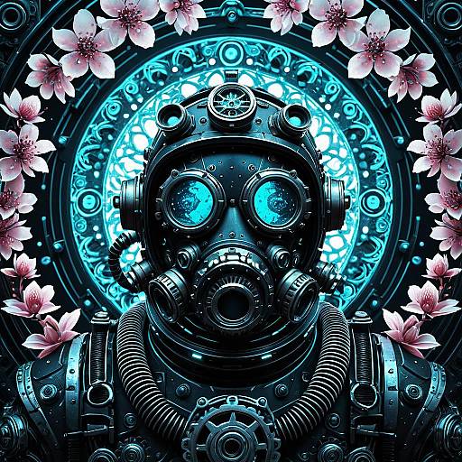 Bioluminescent Deep-Sea Diver Portrait