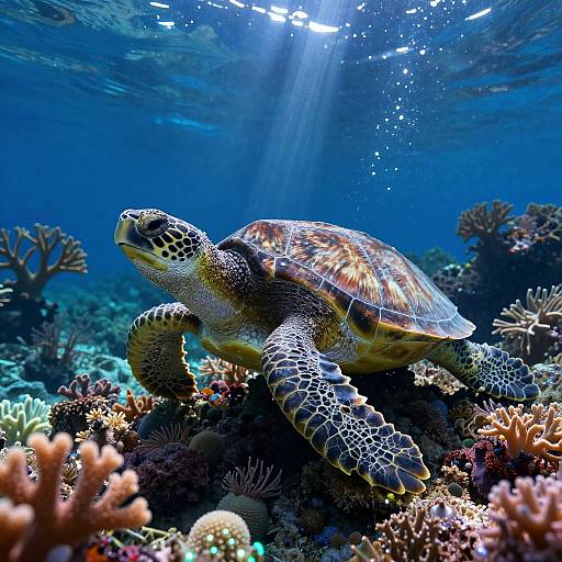 Mystical Vedal Turtle on Coral Reef