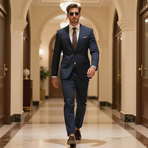 Confident Man in Luxurious Hallway