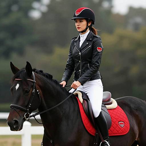 Confident Rider in Black Leather Jacket