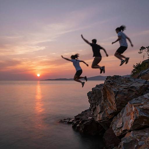 Dramatic Cliff Dive at Sunset