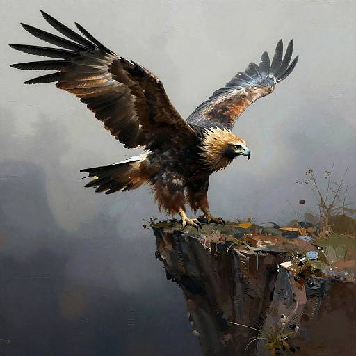 Realistic Harpy at Dusk Cliff