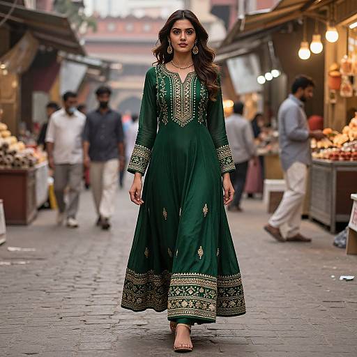 Elegant Emerald Anarkali in Old Delhi