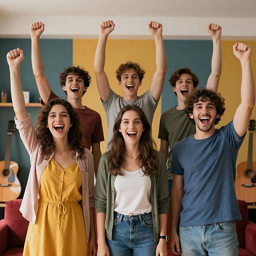 Vibrant Celebration with Friends in Colorful Room