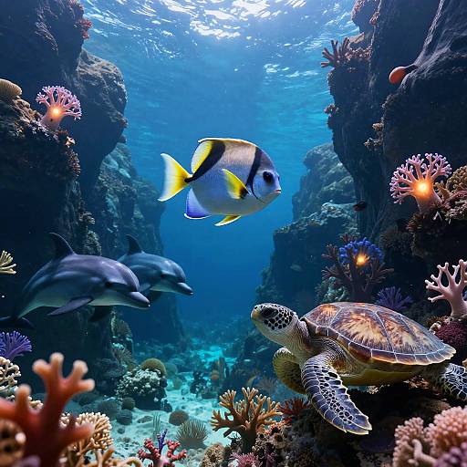 Surreal Underwater Flying Fish Scene