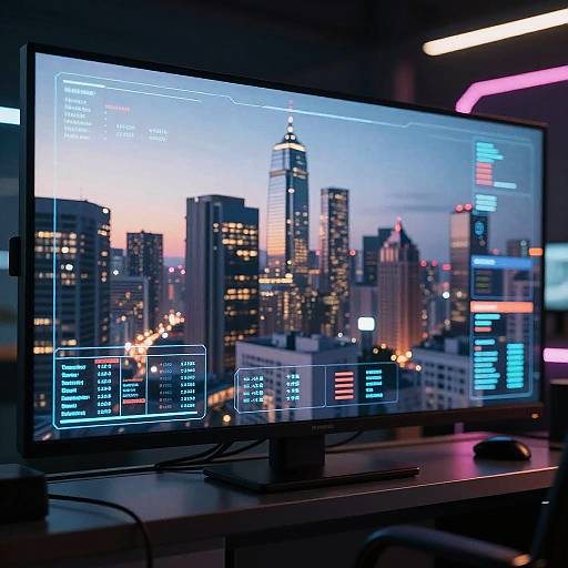 Cyberpunk AI Cityscape Unblurring Interface