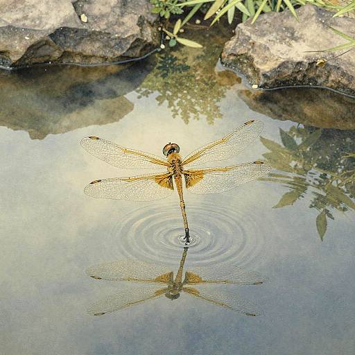 Azure Dragonfly in Serene Garden Pond