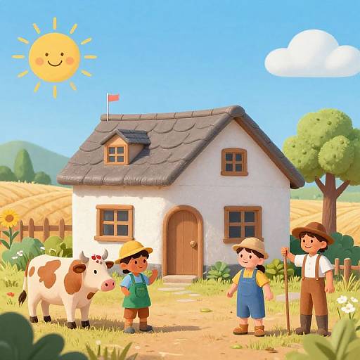 Colorful Farmer House with Pentecost Ox