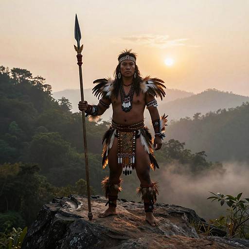 Ancient Tribal Warrior at Dawn