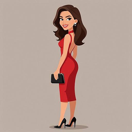 Elegant Woman in Red Dress