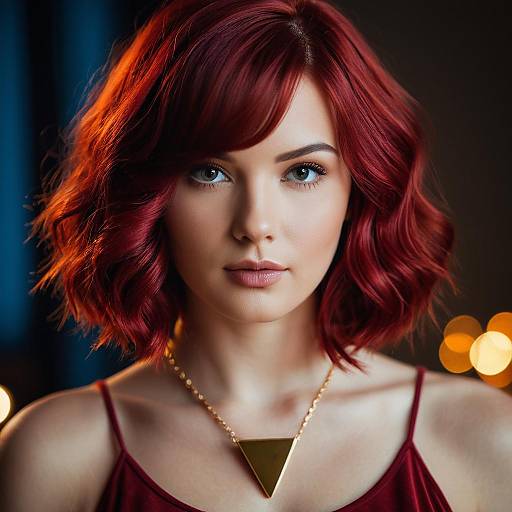 Young Woman with Burgundy Bob Hair
