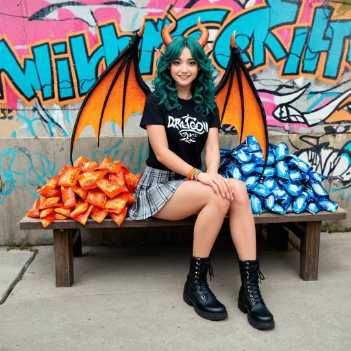 Vibrant Dragon Girl in Urban Graffiti