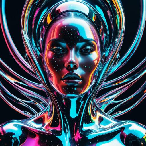Futuristic Holographic Woman in Liquid Metal