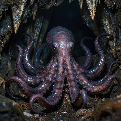 Realistic Octopus in Tentacle Cave
