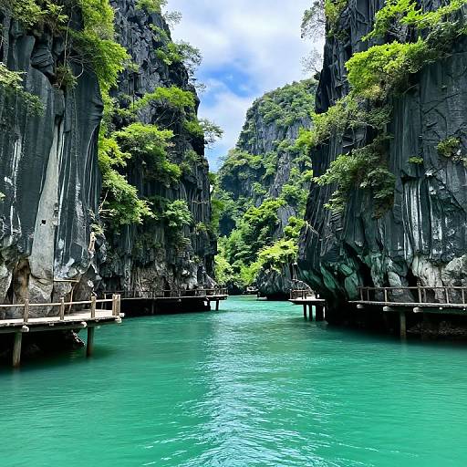 Serene Turquoise Waters and Limestone Cliffs