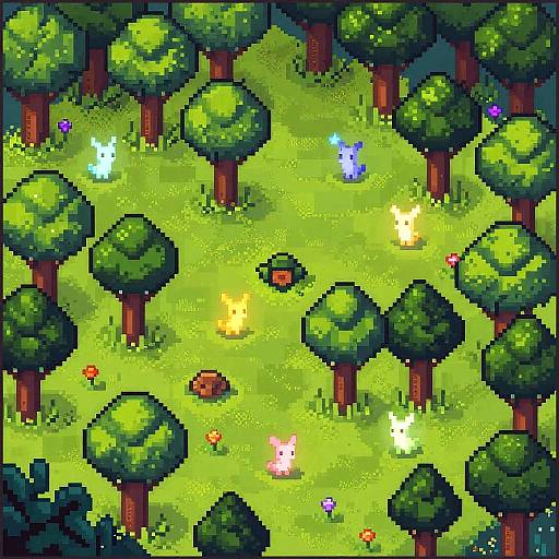 Vibrant Fantasy Forest Pixel Art