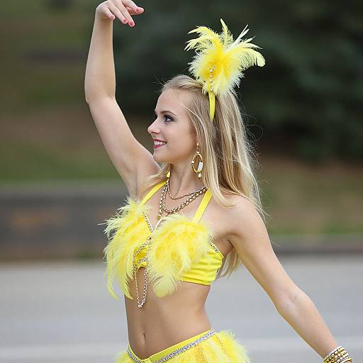 Yellow Feather Dance Costume Solo