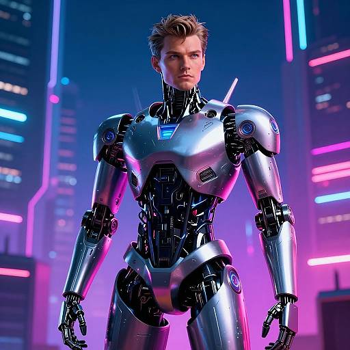 Futuristic Humanoid Robot Cyberpunk Art