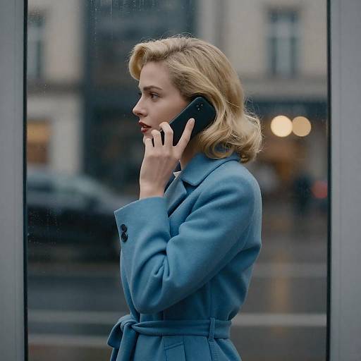 Vintage Styled Blonde Woman in Rainy Scene