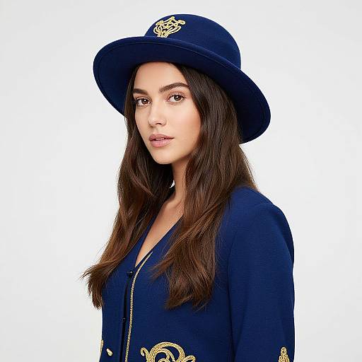 Woman in Blue Hat and Jacket