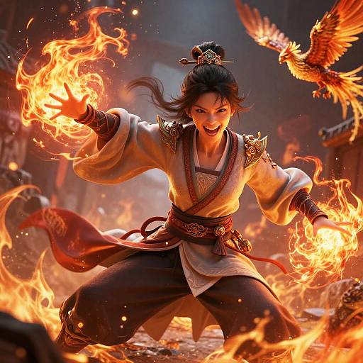 Epic Fantasy Battle with Fire Mastery