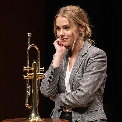 Young Woman with Trumpet Portrait