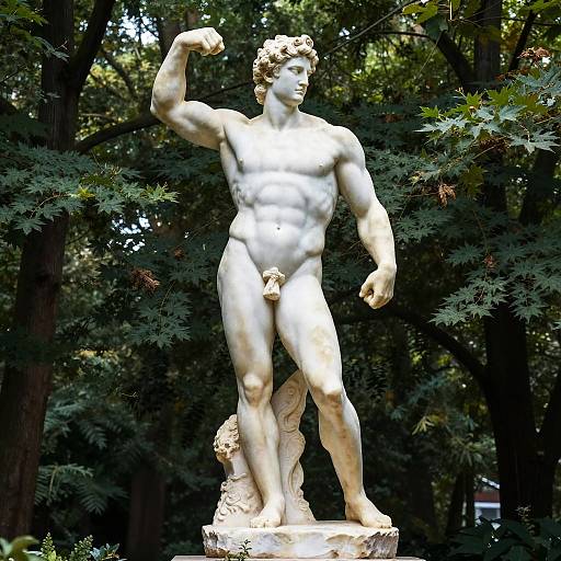 Muscular Greek God Marble Statue