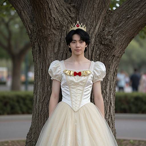 Man in Disney Princess Costume with Crown