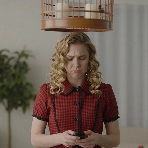 Woman with Concerned Expression Looking at Phone