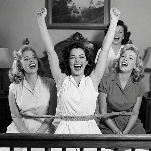 1970s Bedroom Scene with Joyful Women