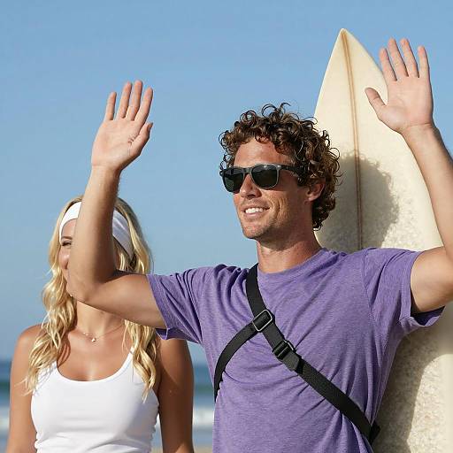 Beach Vibes: Surfing Duo in Action