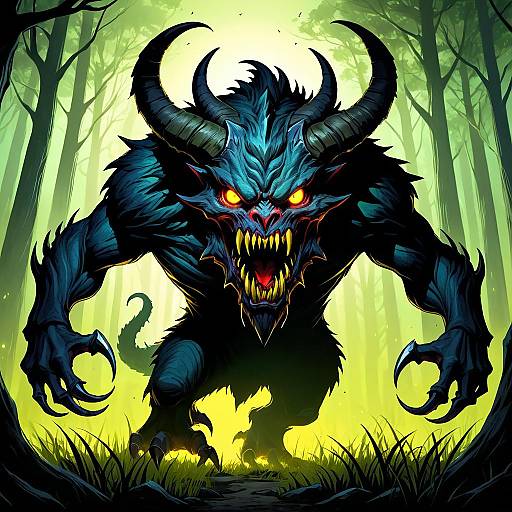 Horror Monster in a Dark Forest