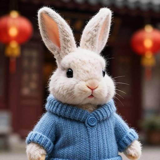 Hyperrealistic Woolen Rabbit Portrait