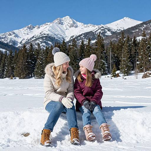 Winter Scene with Woman and Girl