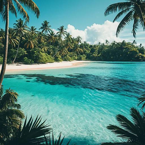 Tropical Island Lagoon with Clear Blue Water