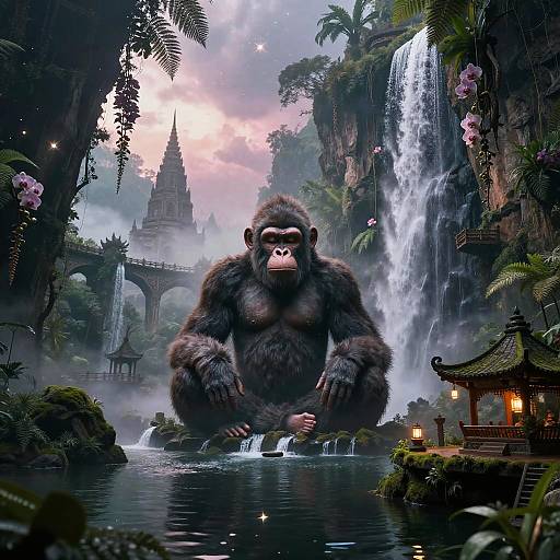 Colossal Ape Meditating in Mystic Jungle
