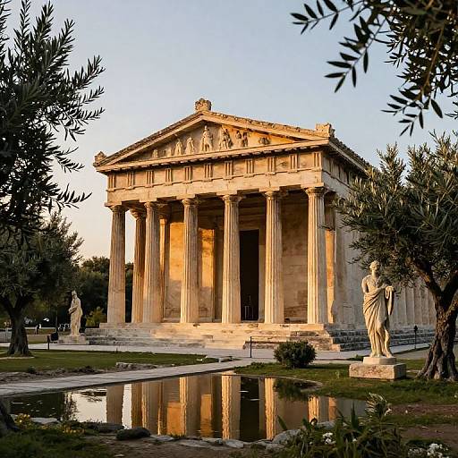 Serene Ancient Greek Temple at Sunset