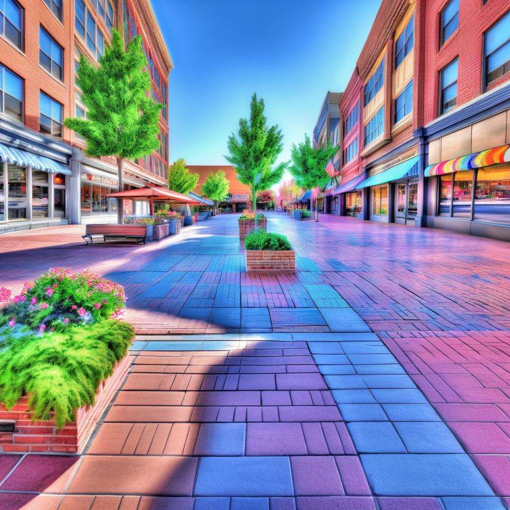 90s Pixelated Downtown Elm Plaza Scene