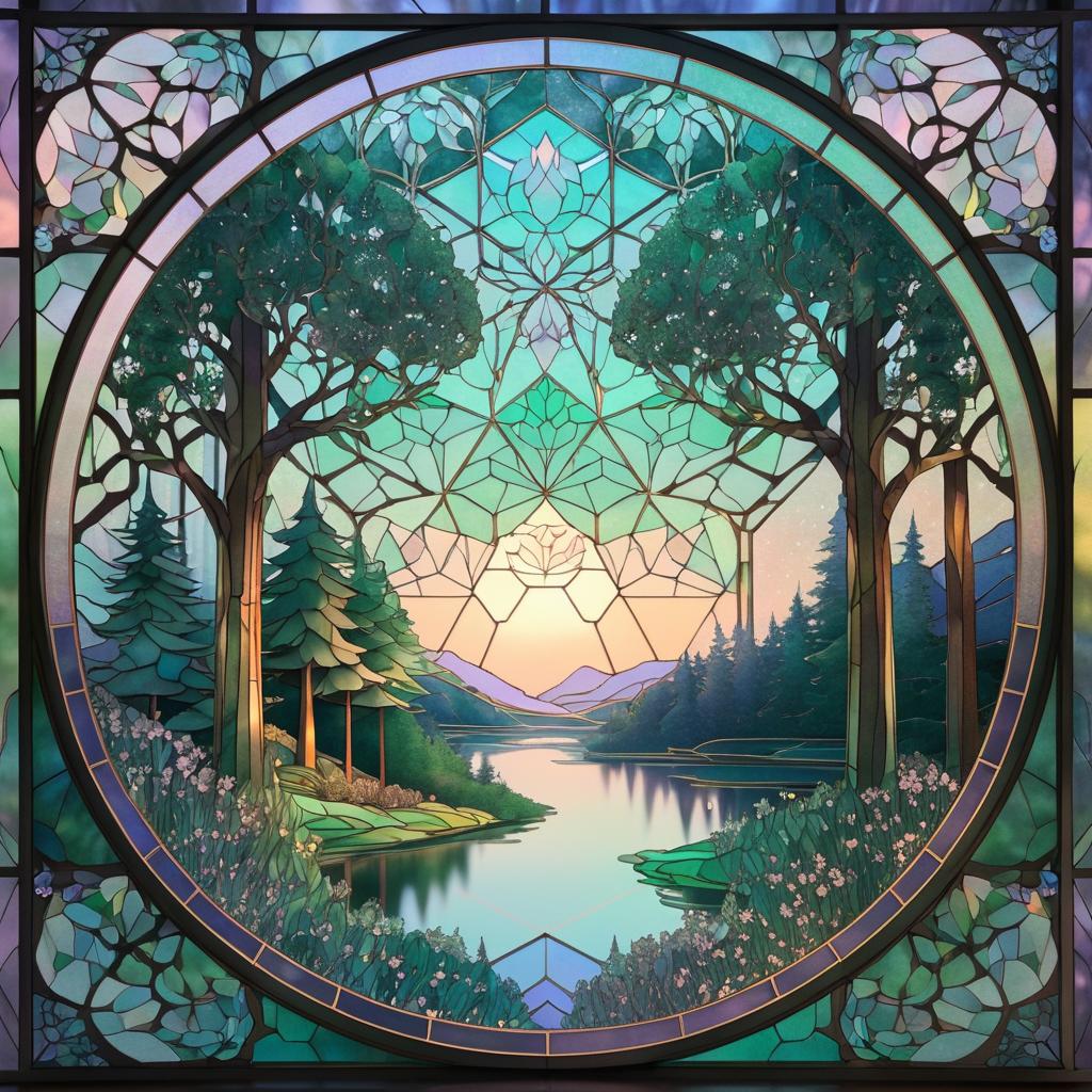 Ghibli-Inspired Stained Glass Forest