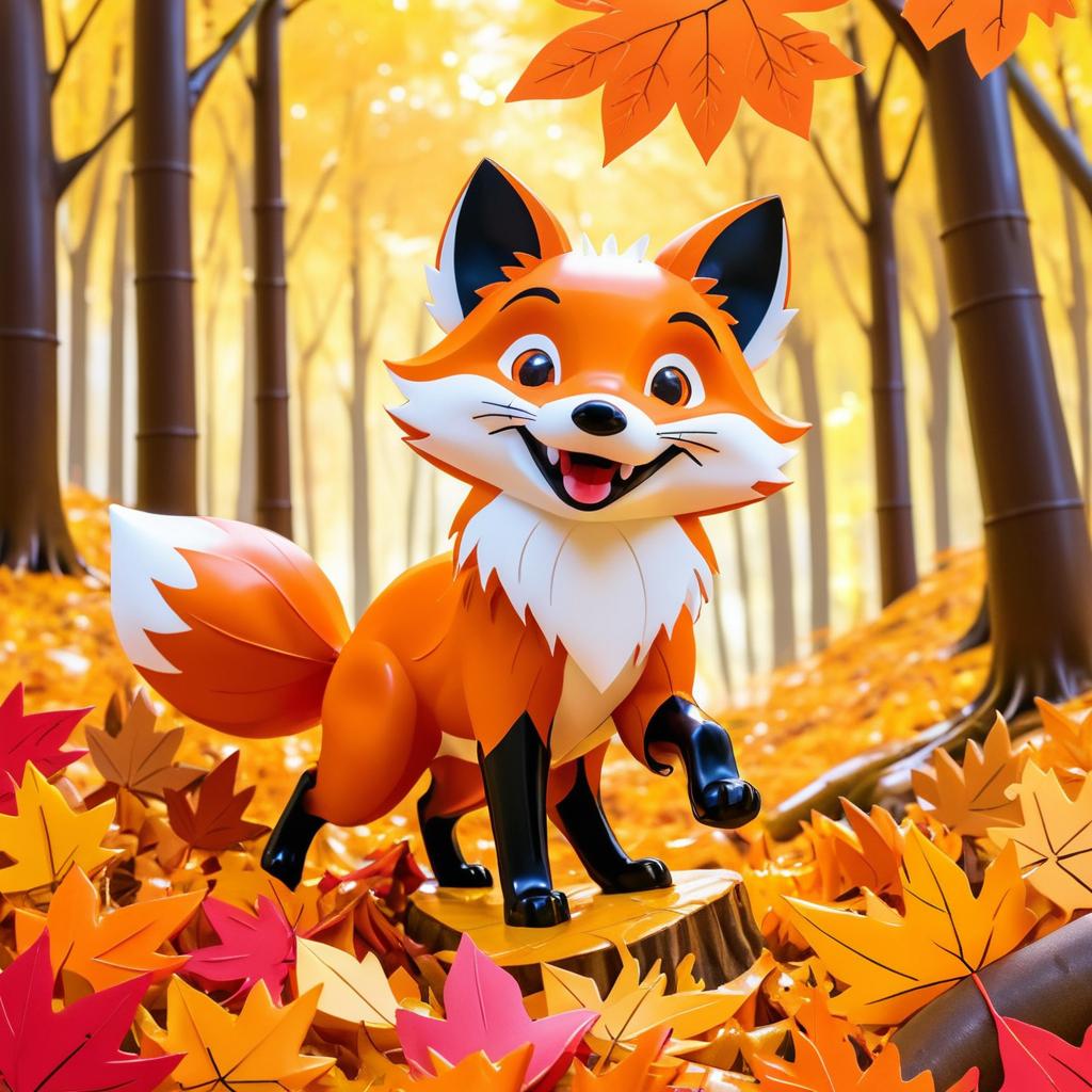 Playful Foxes in Vibrant Autumn Forest