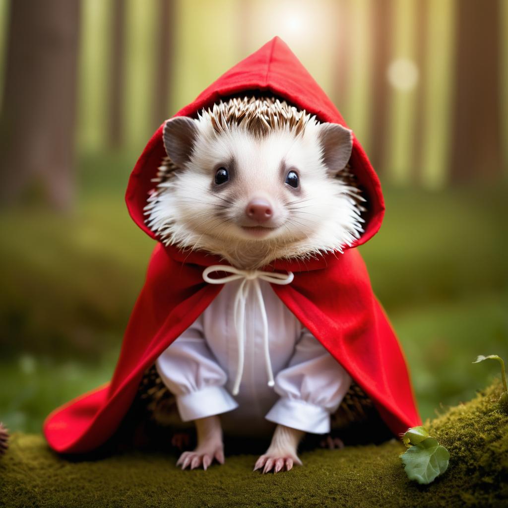 Hedgehog in Little Red Riding Hood Costume