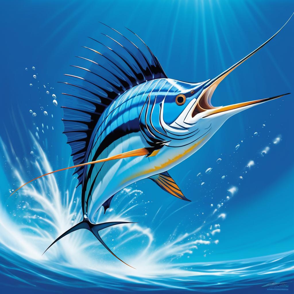 Fearless Sailfish Leaping from Ocean Scene