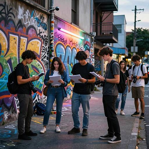 Urban Street Art Exploration at Dusk