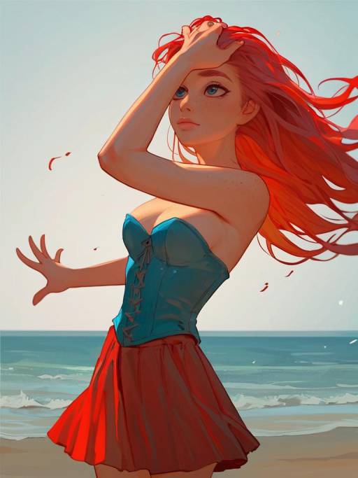 Vibrant Young Woman on Beach