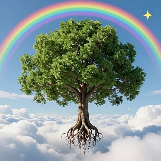 Floating Tree with Roots in Clouds