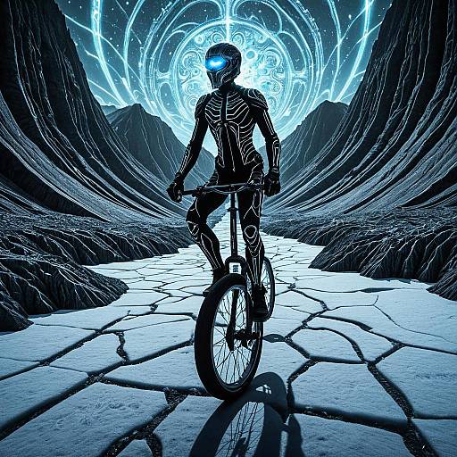 Cyber Unicyclist on Frozen Volcanic Plateau