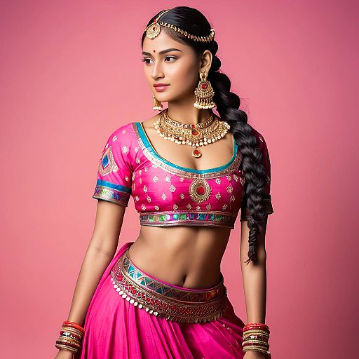 Radiant Sister in Vibrant Chaniya Choli